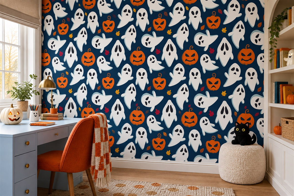 Ghosts Jack O Lanterns and Candy Halloween Wallpaper Mural - image 4