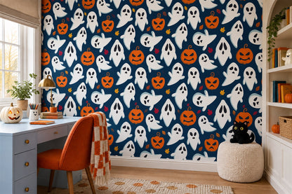 Ghosts Jack O Lanterns and Candy Halloween Wallpaper Mural - image 4