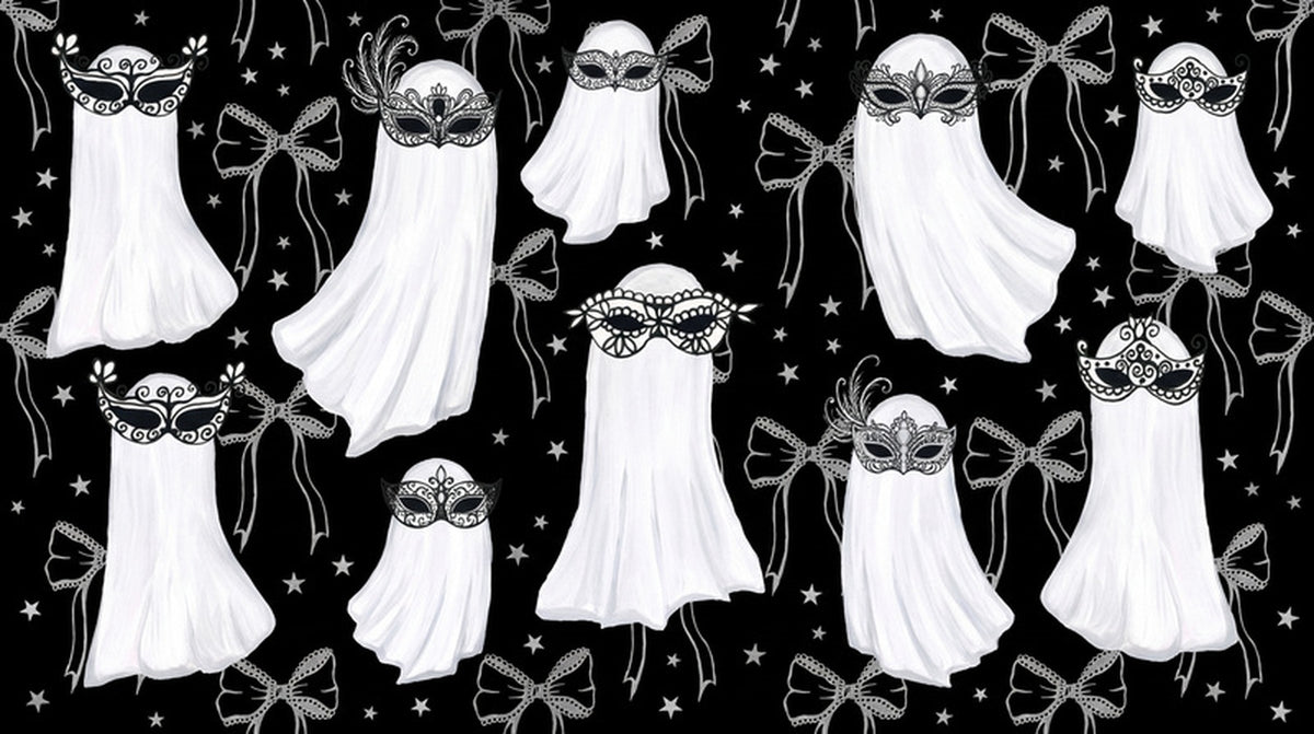 Masked Ghosts Bows and Stars Halloween Wallpaper Mural - image 2