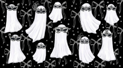 Masked Ghosts Bows and Stars Halloween Wallpaper Mural - image 2
