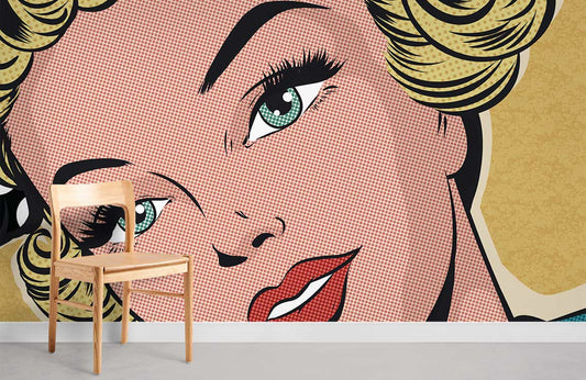 Vintage Pop Art Portrait Mural Wallpaper