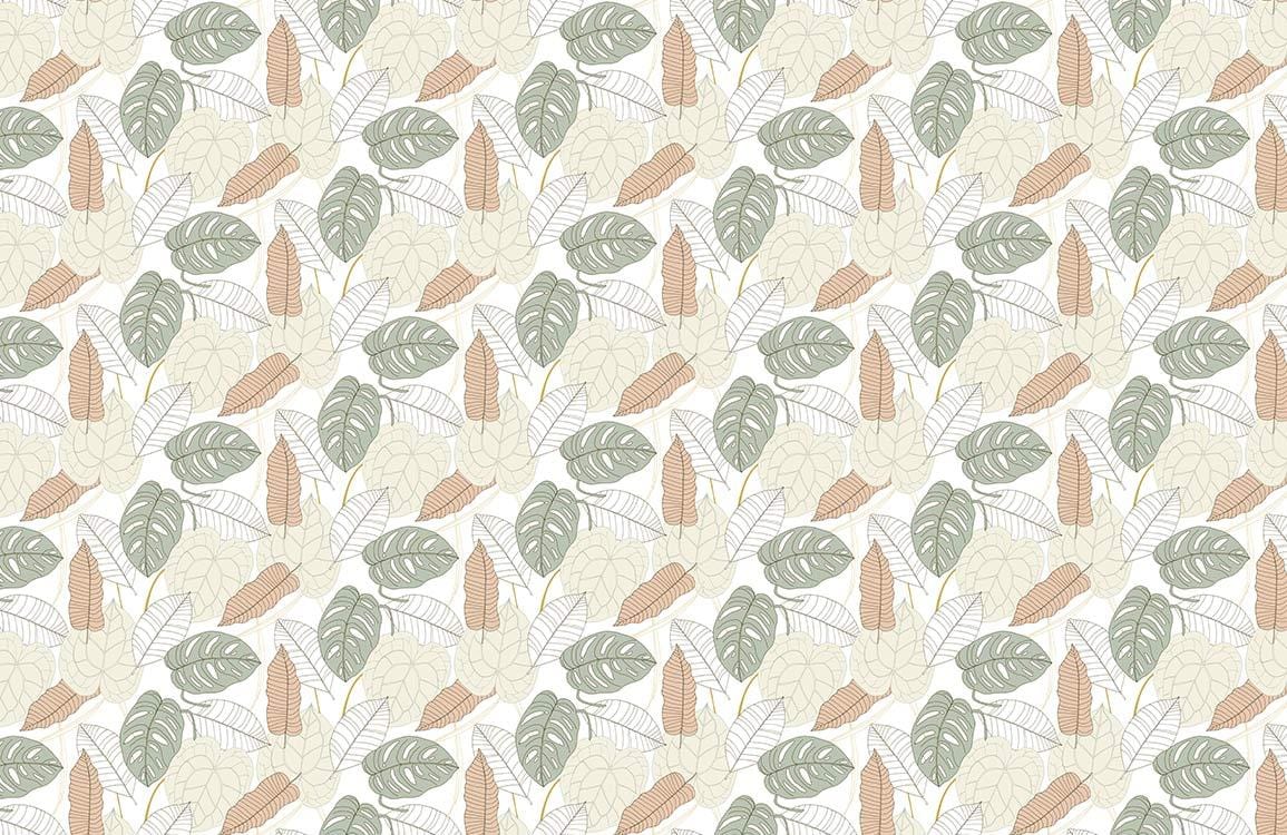 Botanical Leaf Print Neutral Wallpaper Mural