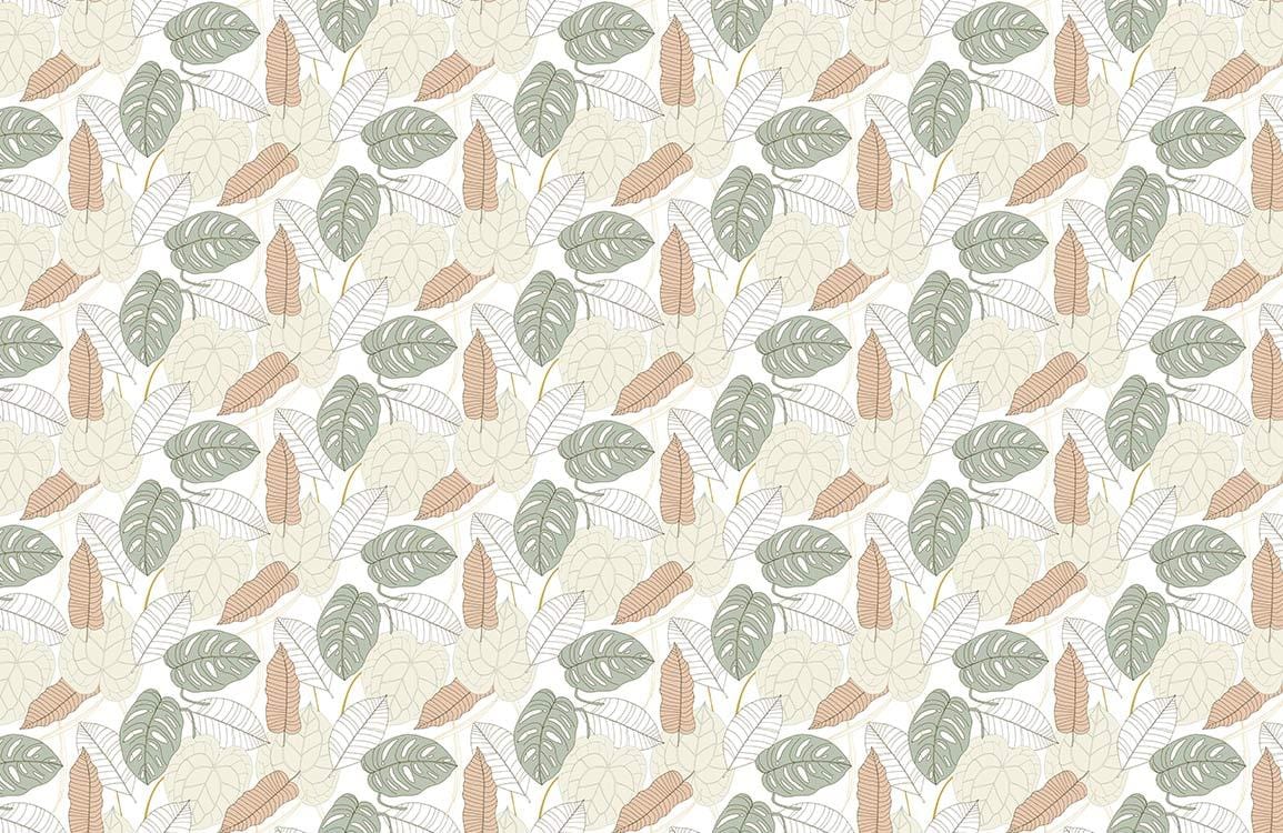 Botanical Leaf Print Neutral Wallpaper Mural