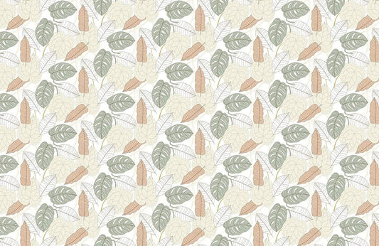 Botanical Leaf Print Neutral Wallpaper Mural