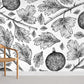 Botanical Sketch Black and White Mural Wallpaper