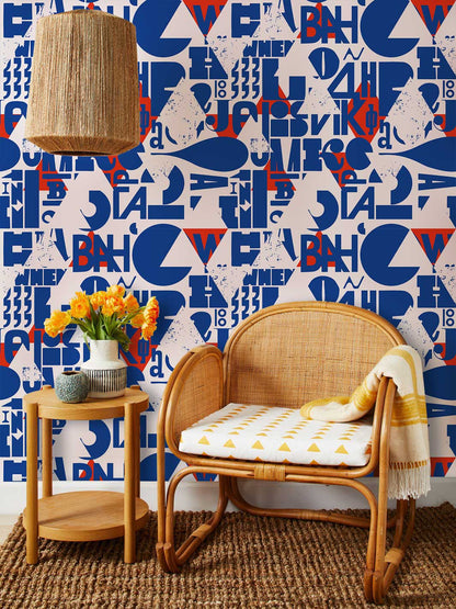 handrawn Vintage Letters pattern wallpaper mural for wall