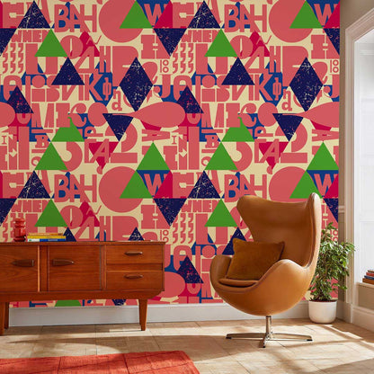 red letters wallpaper mural for hallway