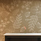 Elegant Beige Botanical Line Art Mural Wallpaper