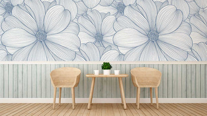 Customizable wallpaper with a floral pattern for the living room