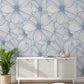 Blue Floral Sketch Modern Mural Wallpaper