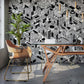 Modern Abstract Cityscape Black White Mural Wallpaper