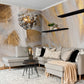 Golden Brushstroke Mural Wallpaper in living room