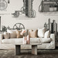 Rustic Landscape Watercolor Wallpaper Mural in living room