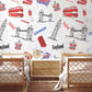 Vintage London Landmarks Illustration Mural Wallpaper