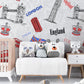 Vintage London Landmarks Illustration Mural Wallpaper