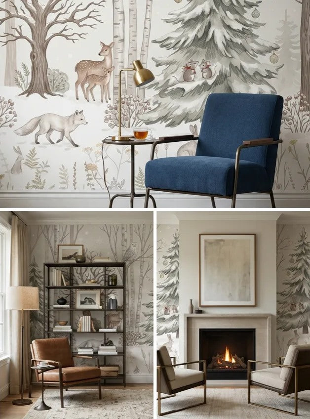 Chilly Tan Winter Forest Wallpaper Mural