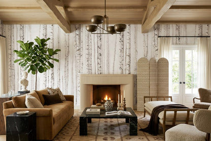 Simple White Birch Forest Wallpaper Mural room scene