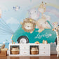 Whimsical Animal Balloon Adventure Mural Wallpaper