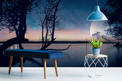 Wallpaper mural featuring a mystical night sky, perfect for use as a hallway decoration