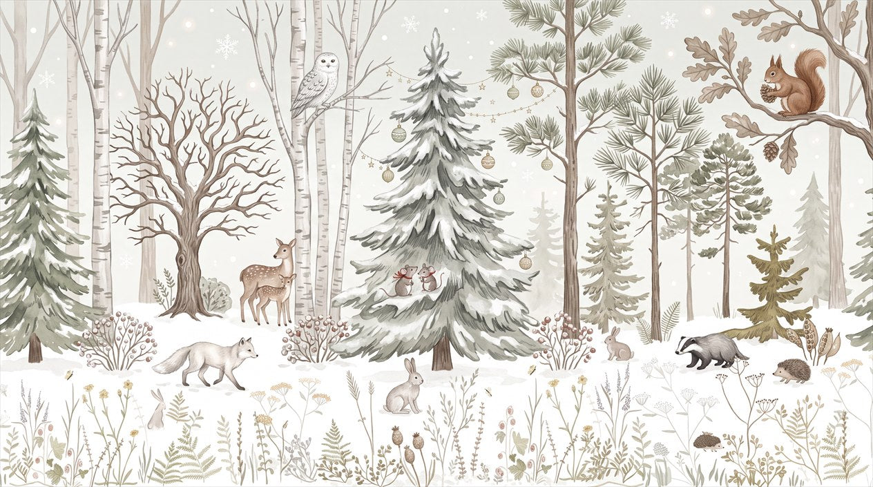 Chilly Tan Winter Forest Wallpaper Mural