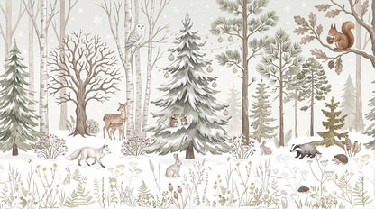 Chilly Tan Winter Forest Wallpaper Mural