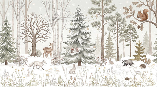Chilly Tan Winter Forest Wallpaper Mural