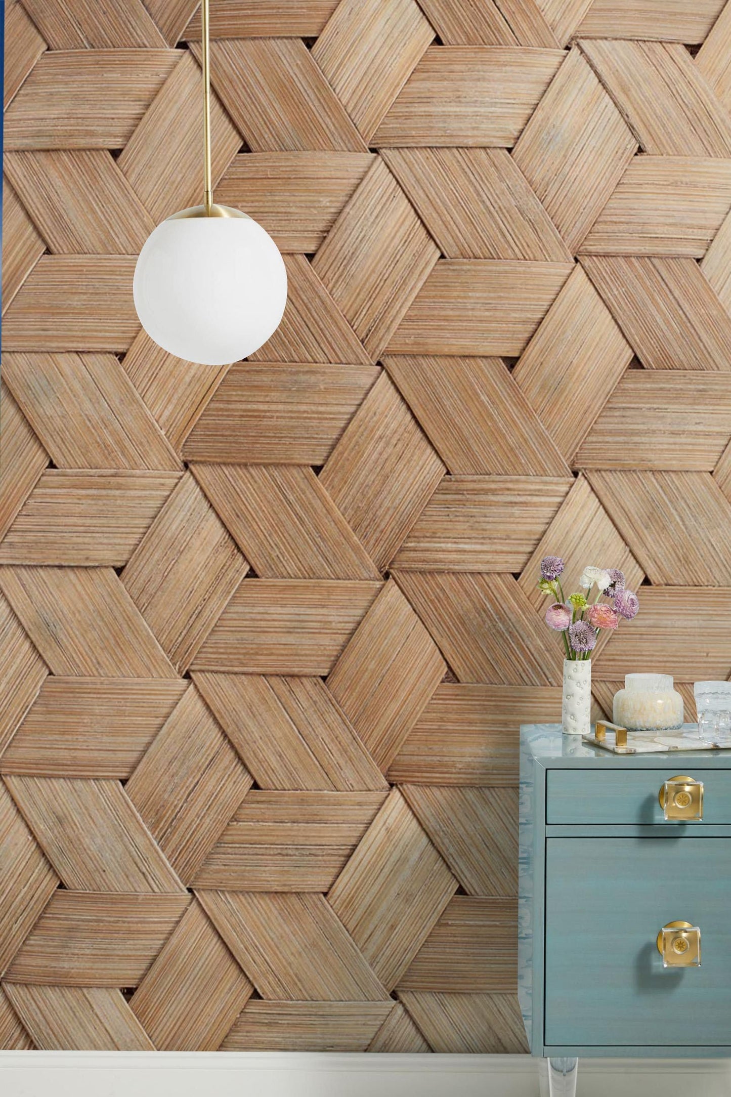 Modern Geometric Wood Texture Mural Wallpaper