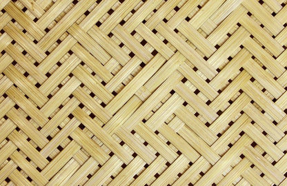 Wallpaper with a plain pastel wood pattern and a mural