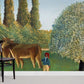 boy herding cattle oil painting Mural Wallpaper for Room decor