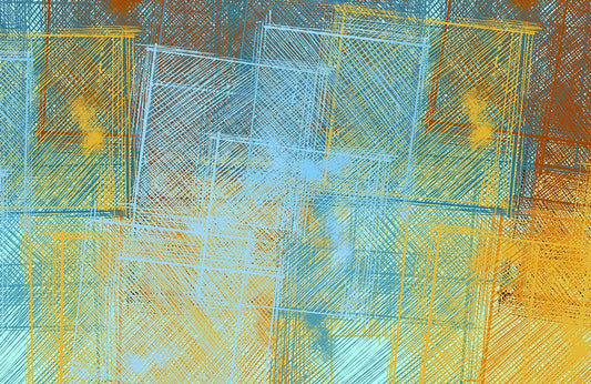 Papier peint mural bleu orange géométrique abstrait