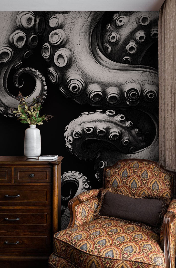 Midnight Kraken Tentacles Mural Wallpaper