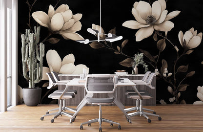 Midnight Magnolia Bloom Mural Wallpaper