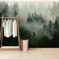 Misty Forest Green Nature Mural Wallpaper