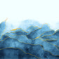 Abstract Blue Gold Mountain Mural Wallpaper