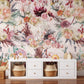Watercolor floral mural playroom art