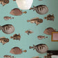 Aquatic Fish Teal Ocean Mural Wallpaper