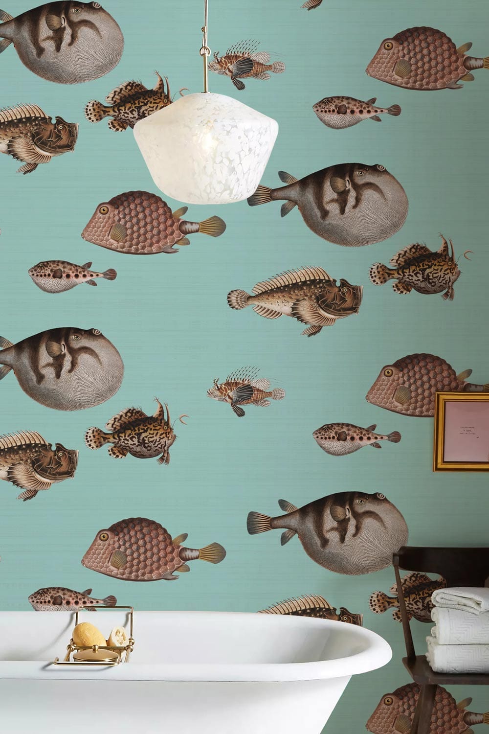 Aquatic Fish Teal Ocean Mural Wallpaper