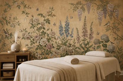 Moss Vintage Wildflower Garden Wallpaper Mural - 9