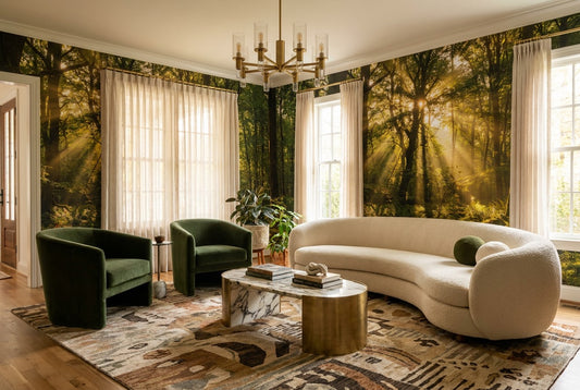 Sunlit Forest Creek Moss Wallpaper Mural - image 1