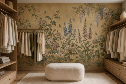 Moss Vintage Wildflower Garden Wallpaper Mural - 10