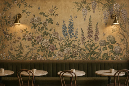 Moss Vintage Wildflower Garden Wallpaper Mural - 11