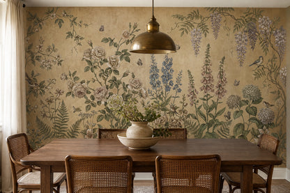 Moss Vintage Wildflower Garden Wallpaper Mural - 3