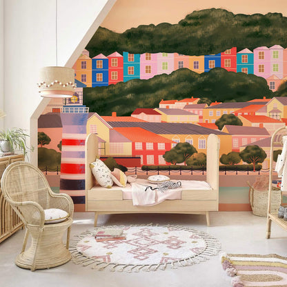Whimsical Woodland Animal Children Mural Wallpaper in bedroom