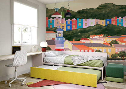 Whimsical Woodland Animal Children Mural Wallpaper in bedroom