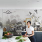 Mountains & Trees Sketch Wall Mural Kitchen