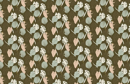 A wallpaper mural with several leaves for your home's décor.