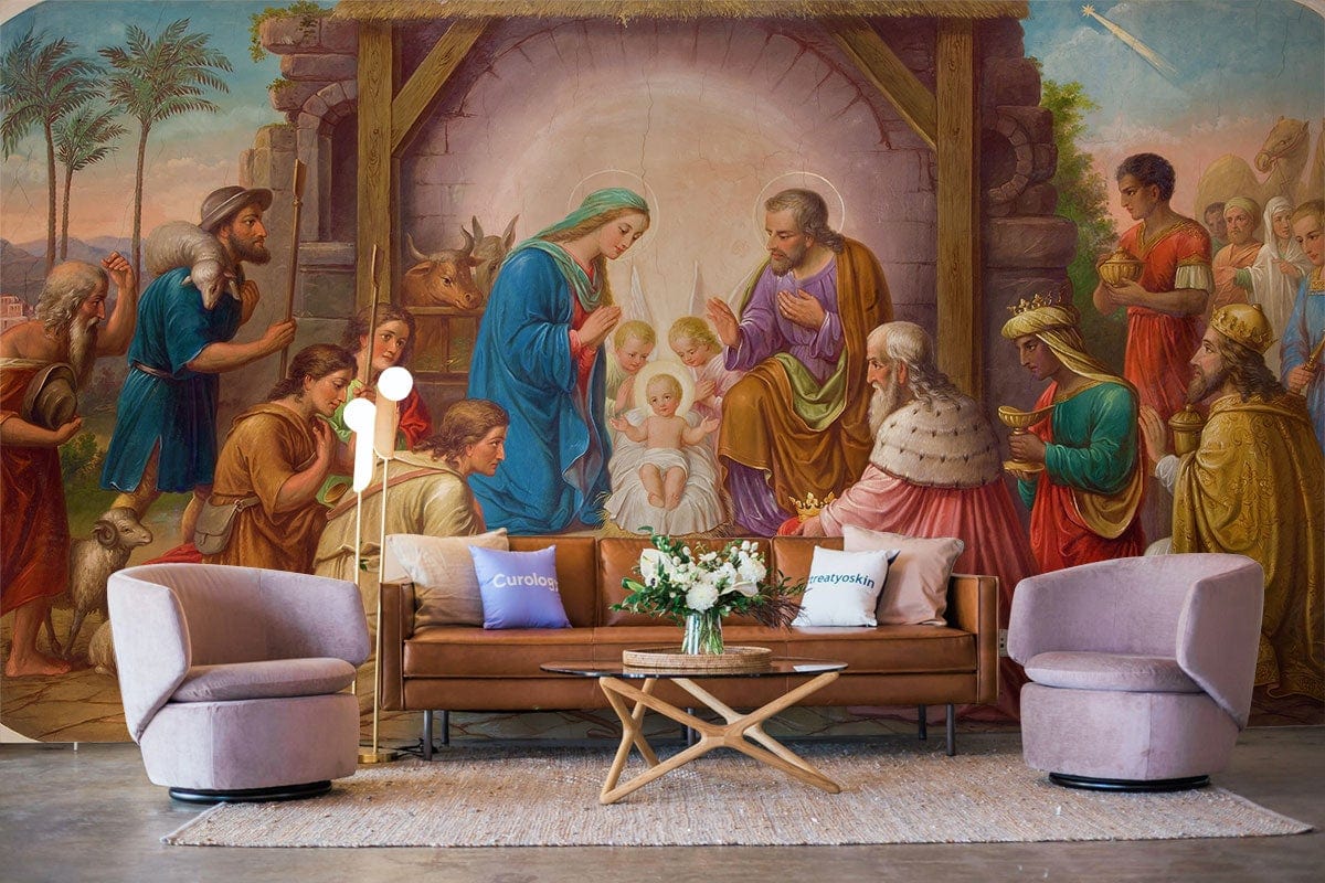 Vintage Biblical Scene Art Mural Wallpaper