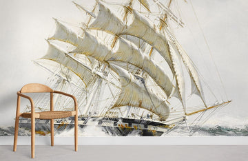 Vintage Nautical Ship Ocean Wallpaper Mural