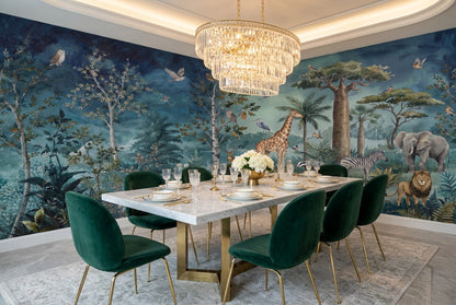 Navy Safari Wallpaper Mural room scene