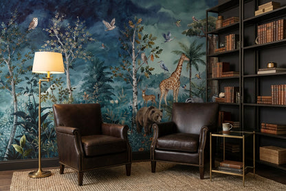 Navy Safari Wallpaper Mural view 5